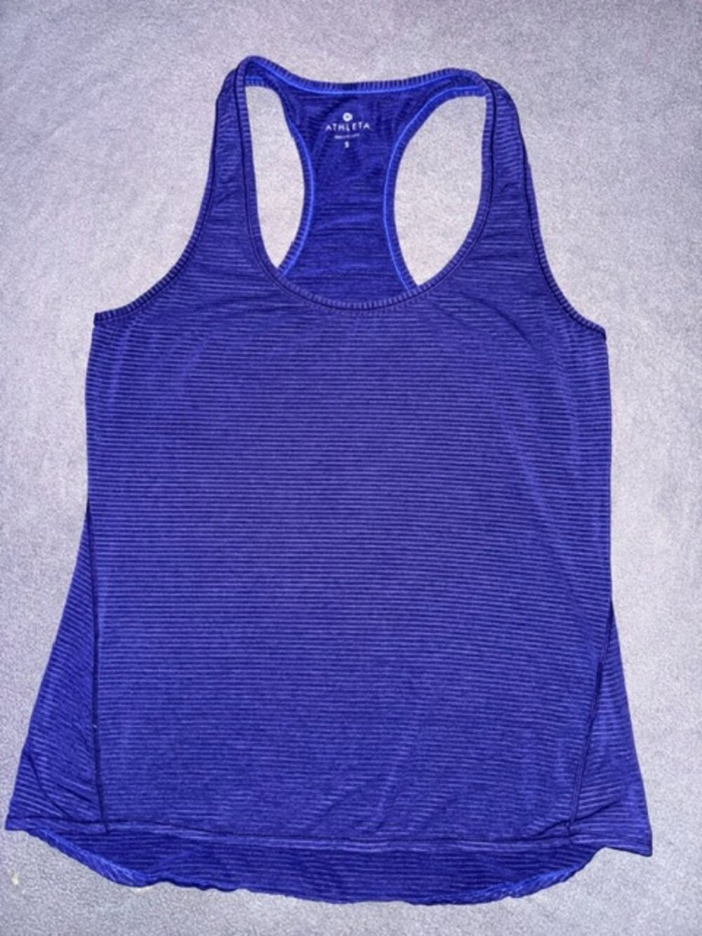 Athleta Womens Small Ribbed Racerback Tank Top Blue Athletic Workout Yoga